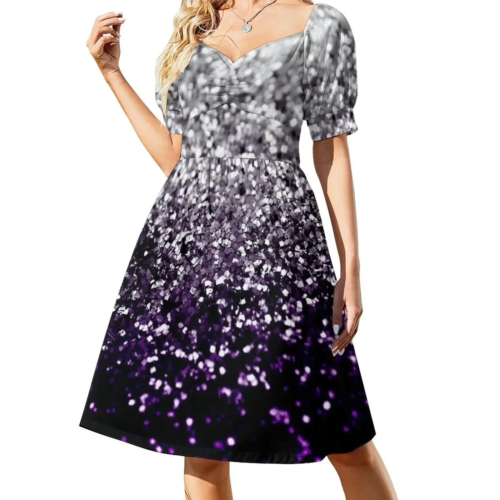 

Dark Night Purple Black Silver Glitter #1 (Faux Glitter) #shiny #decor #art Sleeveless Dress Dress woman Dress