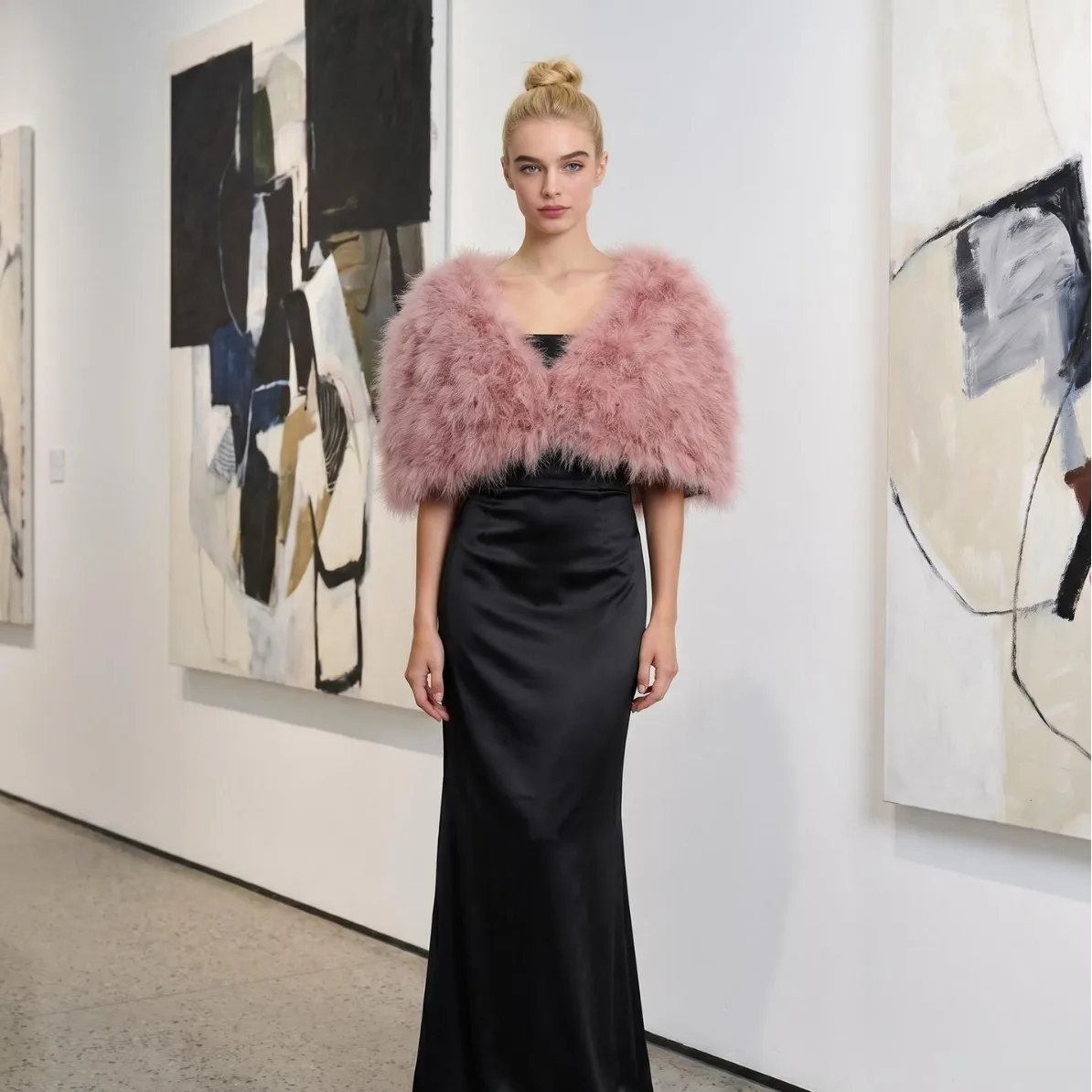 

marabou Real Ostrich feather Wraps Women Fluffy Business Evening Party Cape Female Turkey Shawl