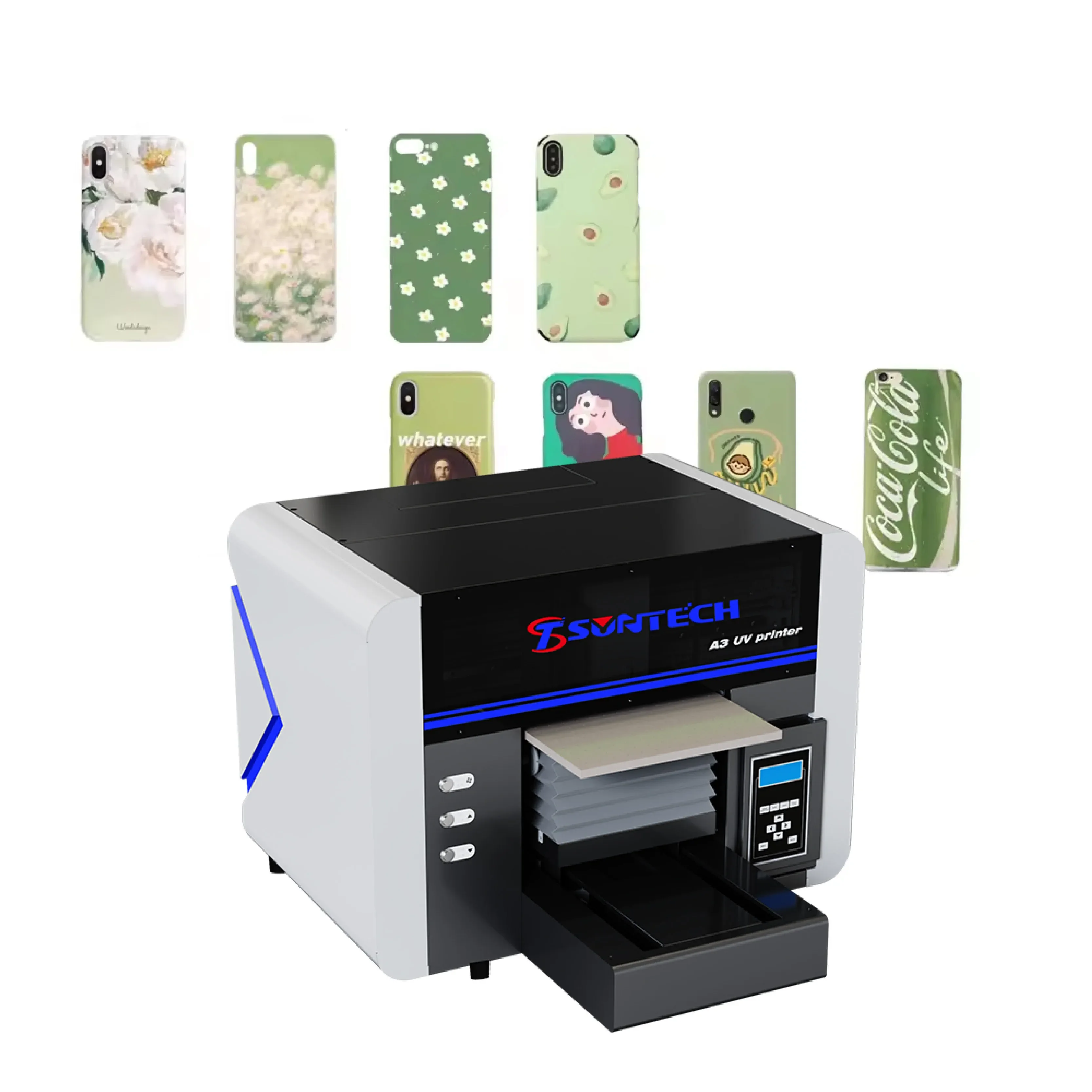 UV Flatbed Multiple colors CMYK+W+V Printer ST-F3040 A3 size digital printer for Card bottle and Phone Case Printing