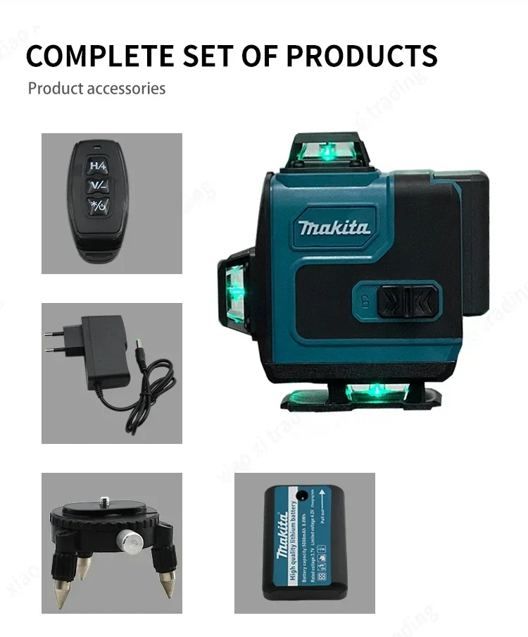ماكيتا جديد عالي الدقة 16 خط 360 أفقي عمودي عبر المستوى الضوء الأخضر ليزر عالي الدقة أداة محمولة مثبتة على الحائط