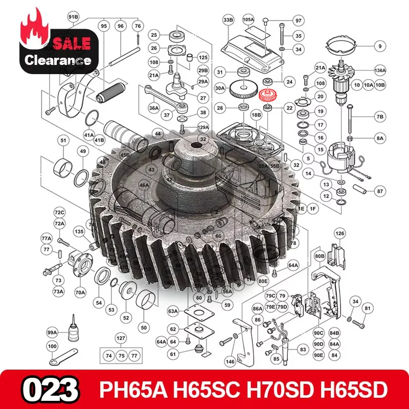 1Pc Counter Gear 43T Replace HITACHI PH65A H65SC H70SD H70SA H65SD H65SB2 For Demolition Hammer Accessories Spare Parts