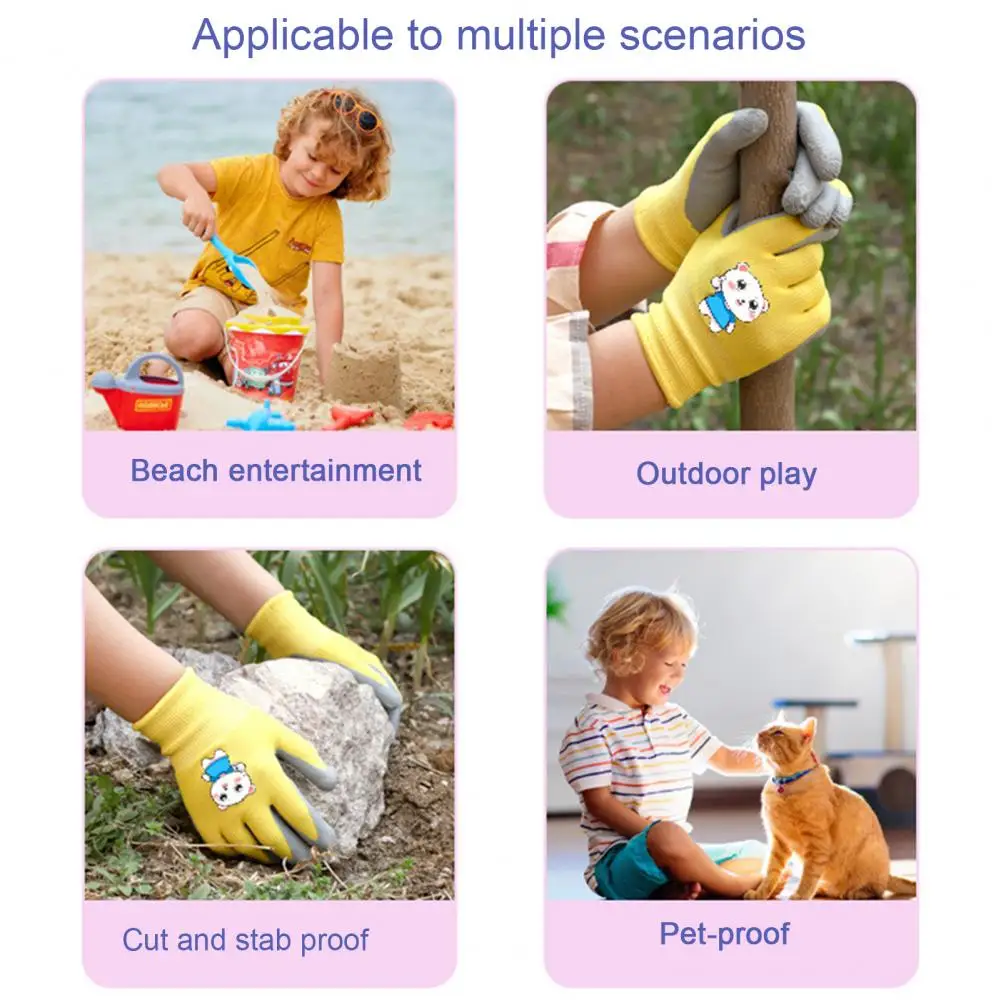 Children Protective Gloves Stable Grip Gloves Kids Gardening Gloves Set Anti-slip Breathable Yard Work for Toddlers