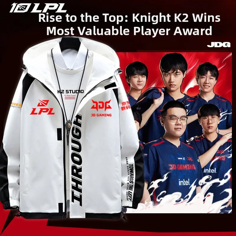 

Мужская молодежная куртка J Esports T 2023 LPL ip Battle из полиэстера на молнии с капюшоном, удлиненная, приталенная