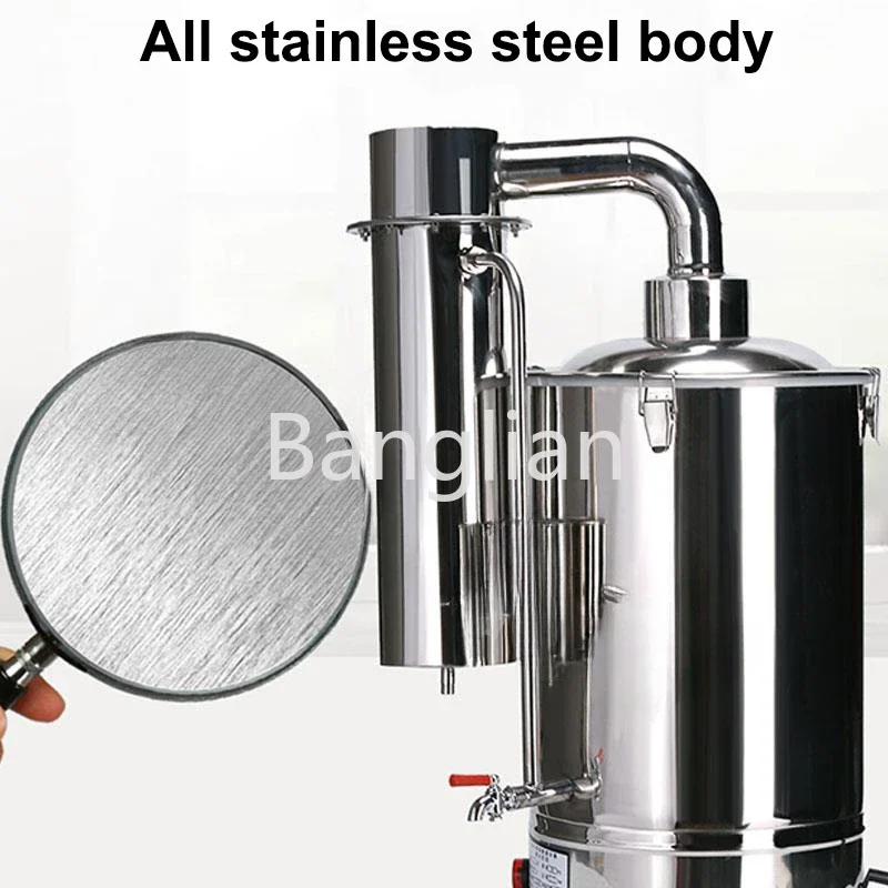 Stainless Steel Distilled Water Machine, Electric Water Distiller, Pure Water Distillation Equipment, Automatic Control, 20L