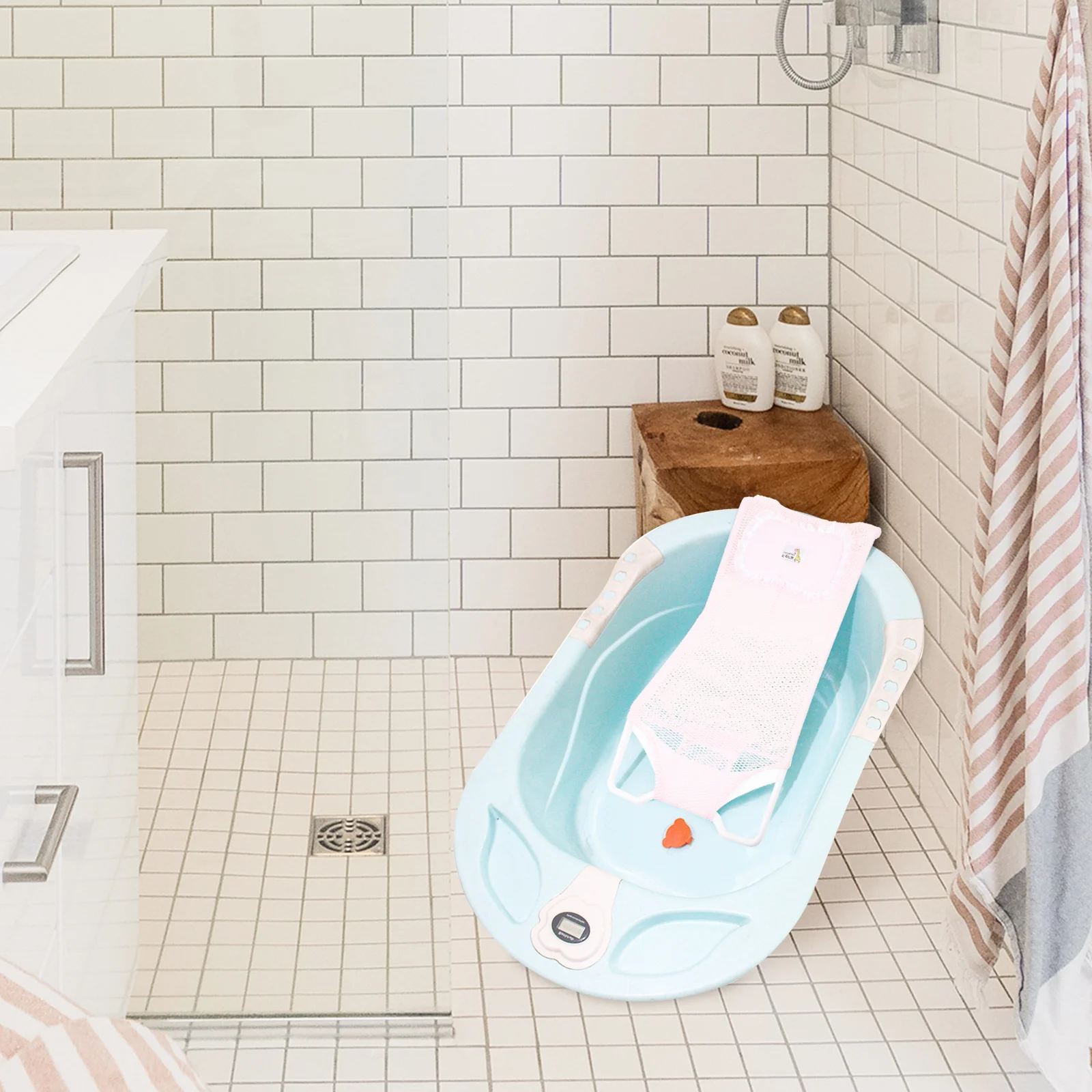 

Baby Shower Mesh Seat Durable Practical Safe PP Tpe Material Easy to Store Baby Bath Support Net Seat Infant Shower Mesh