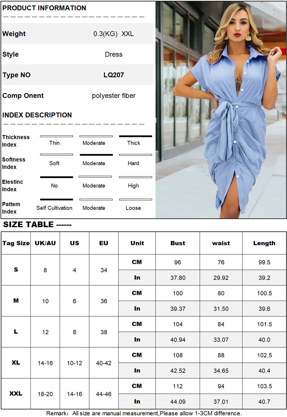 Lady Shirt Dress Short Sleeve Button With Belt Pleated Dress Elegant Turn-down Collar Slim Midi Dress	 Women Summer Clothes