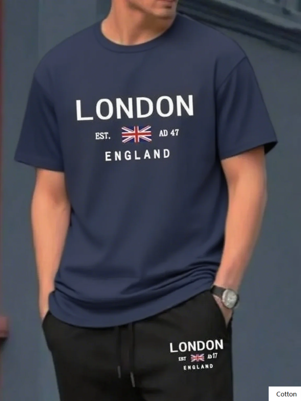 تي شيرت قطني ناعم مع نمط London England Est AD 47 يجب اقتناؤه لأولئك الذين يحبون المدن البريطانية وتاريخهم الغنيين