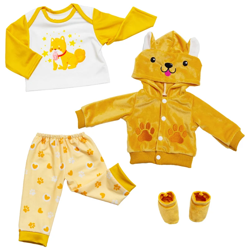 Doll Clothes for 16-18Inch 40-45cm Baby Doll Cute Puppy Jacket Hoodie Pants Reborn Doll Clothes Accessory Baby Girl Gift