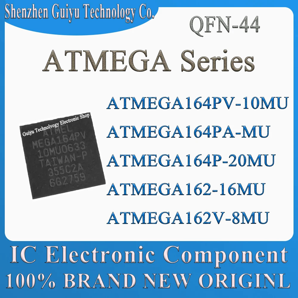 ATMEGA164PV-10MU ATMEGA164PA-MU ATMEGA164P-20MU ATMEGA162-16MU ATMEGA162V-8MU ATMEGA162 ATMEGA164 ATMEGA QFN-44 IC MCU Chip