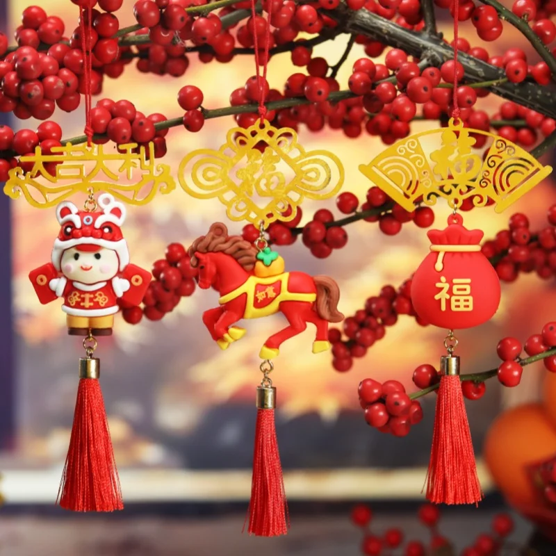 

Horse-Year Spring Festival Rubber Figurine Ornaments Mascots Shopping Mall Corporate Decor Annual Meeting Gifts Hanging Decor