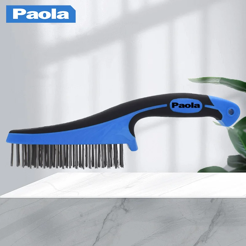 Paola 11 inch stainless steel brush for cleaning, rust removal, and stain removal, large steel brush