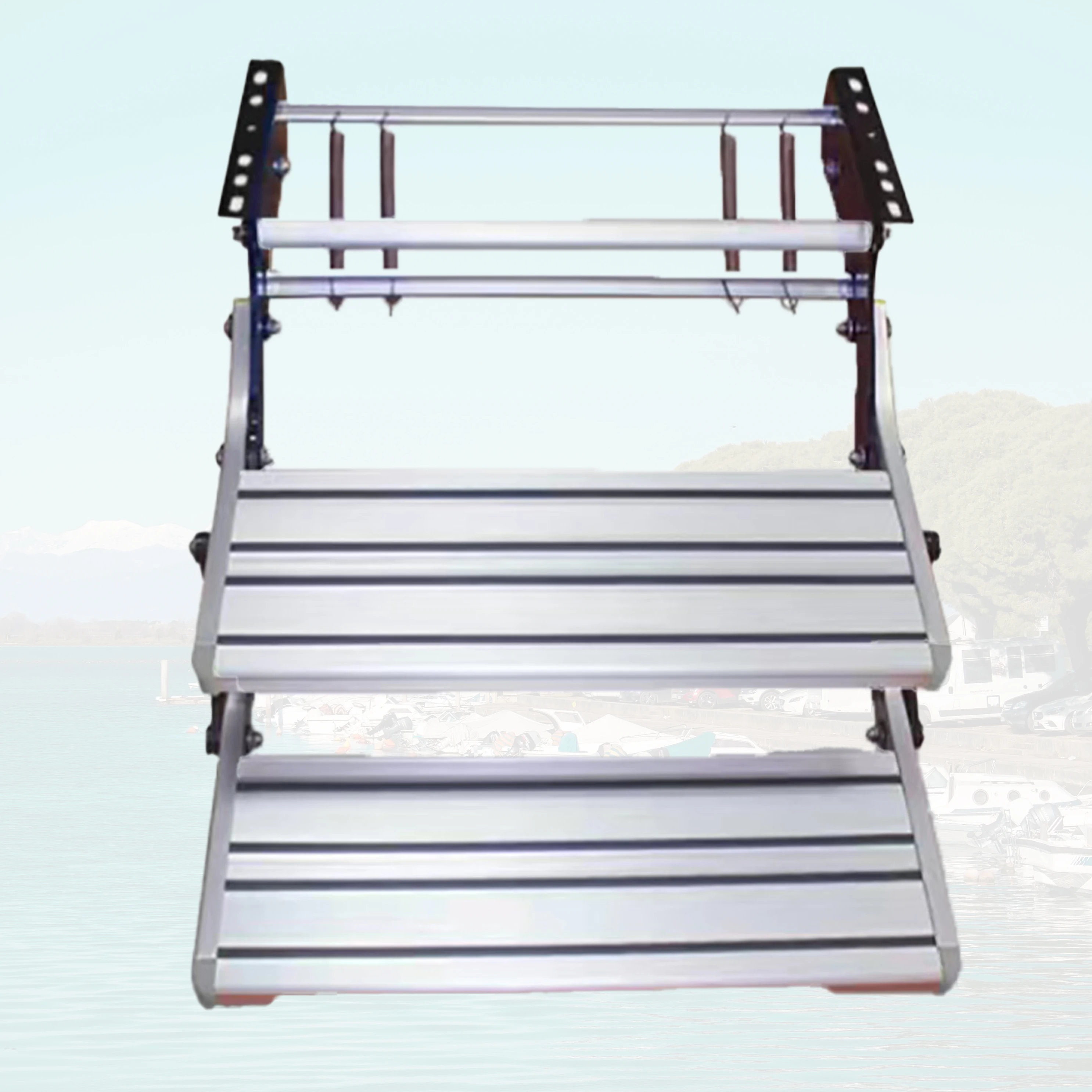 

Высокотехнологичная складная ступенька для автодома из алюминиевого сплава и углеродистой стали, ручная, 16-дюймовая, до 220 кг