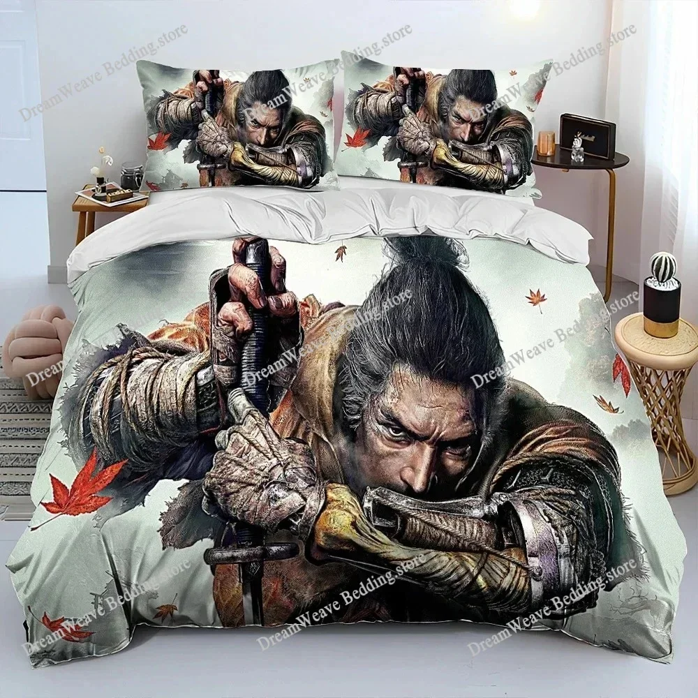 3D Print S-Sekiro Shadows Die Twice Game Bedding Set Duvet Cover Bed Set Quilt Cover Pillowcase Comforter King Queen SizeFQH