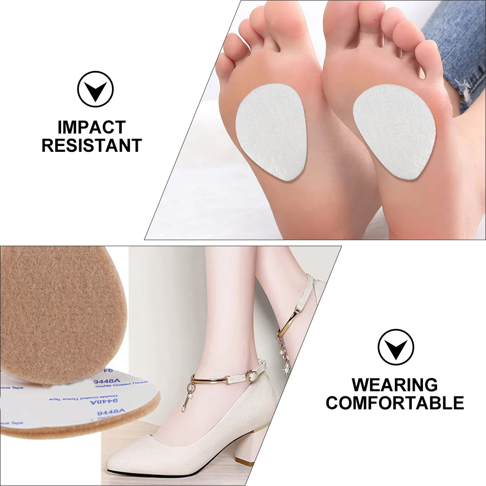 6 Pairs Thickened Half Size Pad Shoe Insoles Versatile Compatibility Metatarsal Foot High Heel Cushion Forefoot Pads Glue Felt