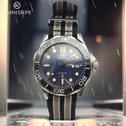 Parnsrpe-41mm 8215 Men's Mechanical Watch Ceramic Bezel Nylon Strap Transparent Case Back Men's Casual Business Watch