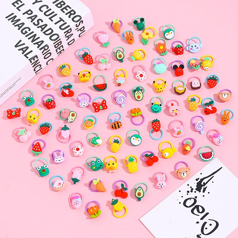 10PCS Cute Cartoon Animals Hair Bands Girls Elastic Rubber Band Headwear Hair Accessories Kids Headband Ornaments Kids Hair Ties