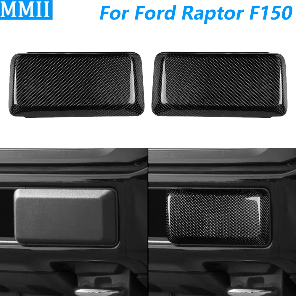 For Ford F150 Raptor 2018-2020 Carbon Fiber Front Bumper Guards Inserts Pads End Caps Cover Car Accessories Bolt-On Replacement