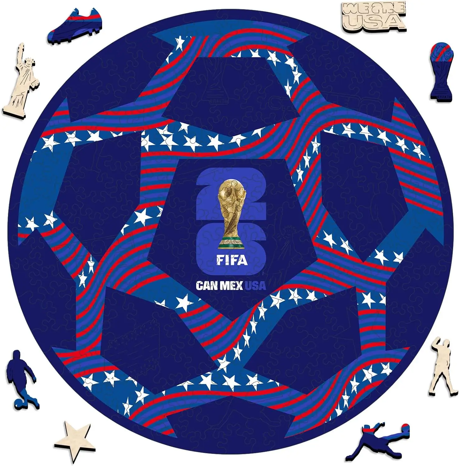 

FIFA World Cup 2026 Official Puzzles USA Soccer Ball Wooden Puzzles for Adults 200PC Football Sports Gift for Fans Memorabilia