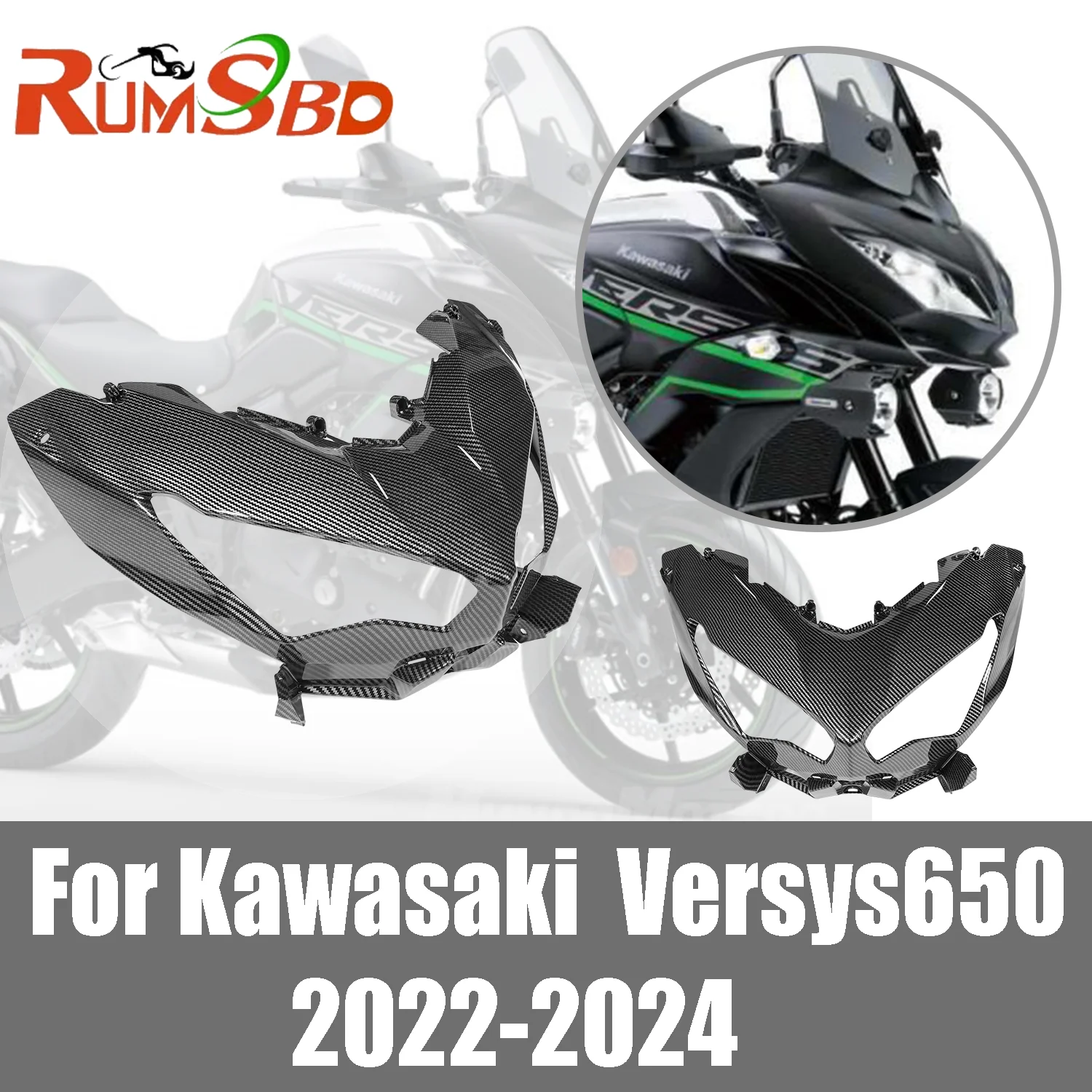 

Versys650 Front Headlight Cover Fairing For Kawasaki Versys 650 2022 2023 2024 Motorcycle Upper Headlamp Nose Cowl Accessories