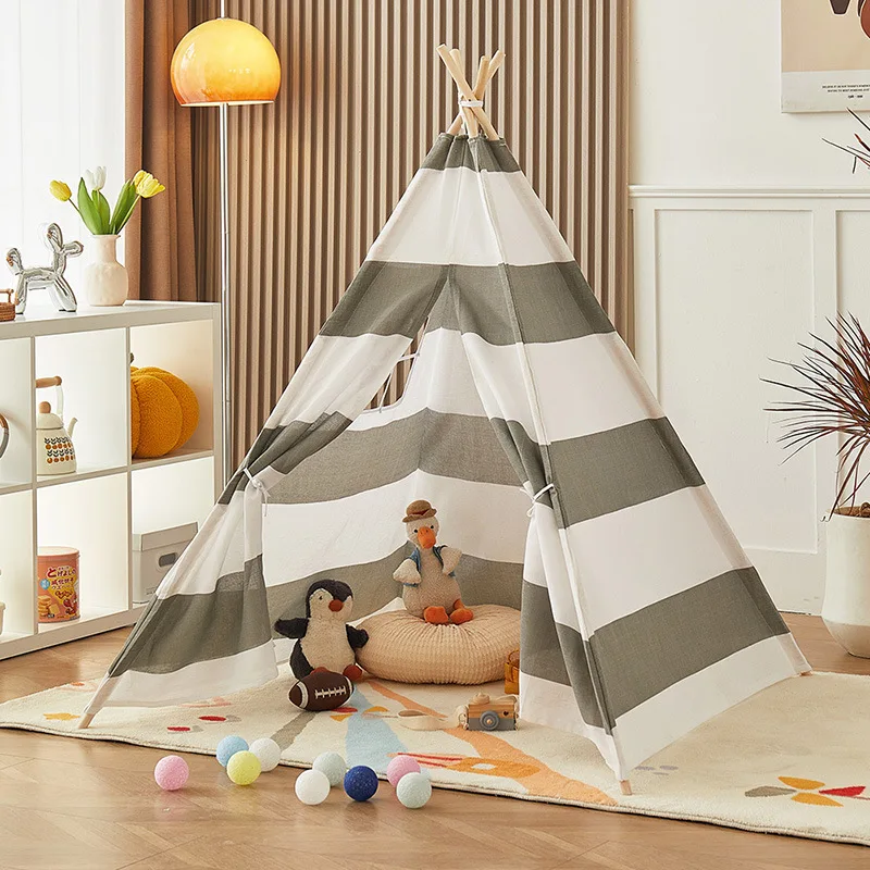 Dropshipping 1.3M Kids Tent Tipi Draagbare Kinderen Speelhuis Indoor Outdoor Camping Huis Cadeau Jongens Meisjes Tenten Wigwam