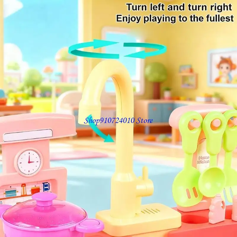 

77HD Kitchen Sink Faucet Toy Replacement – Pretend Play Sink Faucet with Running Water, Electric Circulation for Kids’ Play