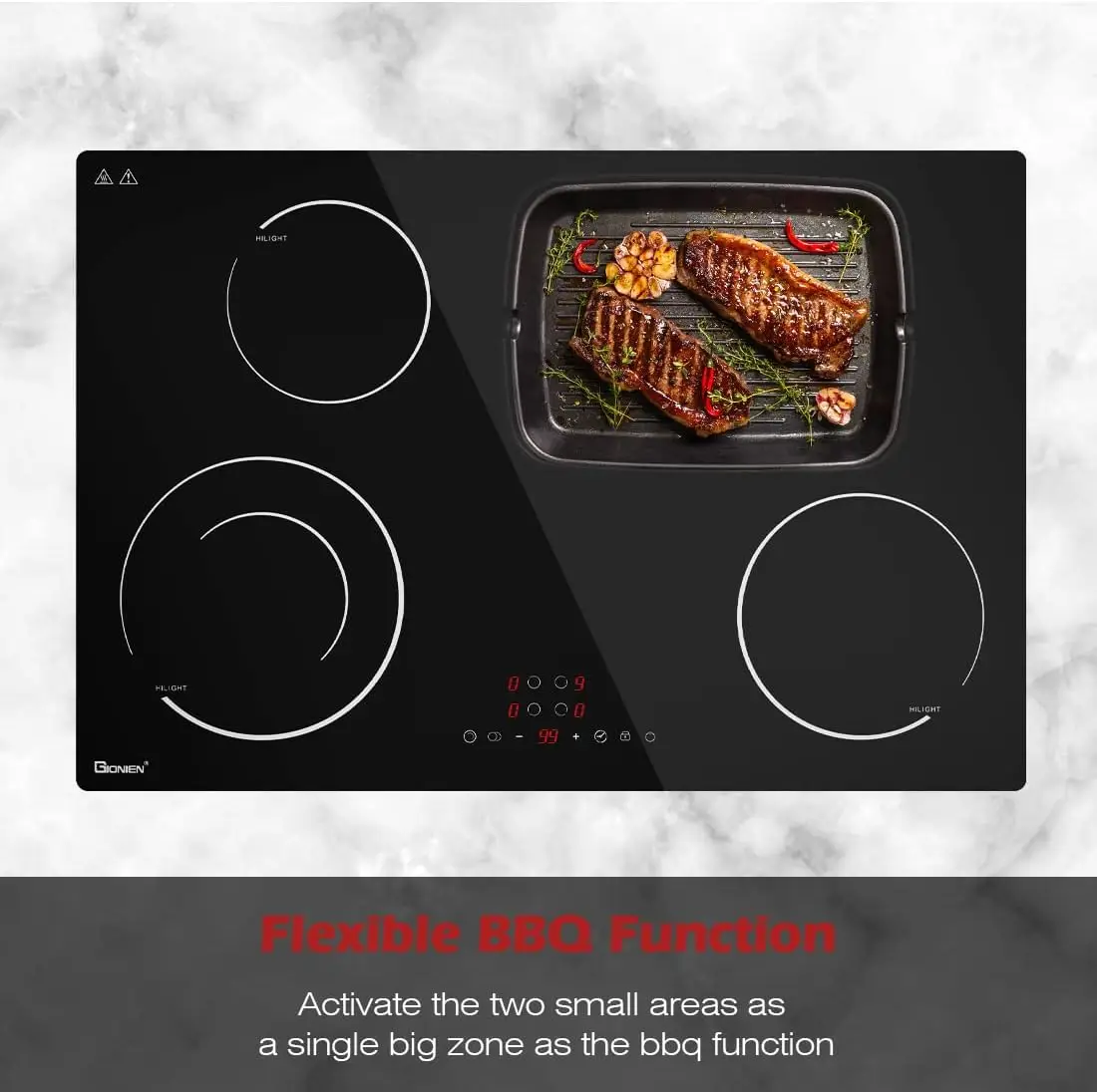 30 Inch 220V~240V, Drop-in Ceramic Cooktop Stove Burner,4 Burners Glass Cooktop with Flexible Ring,7200W Built in Electric Stove