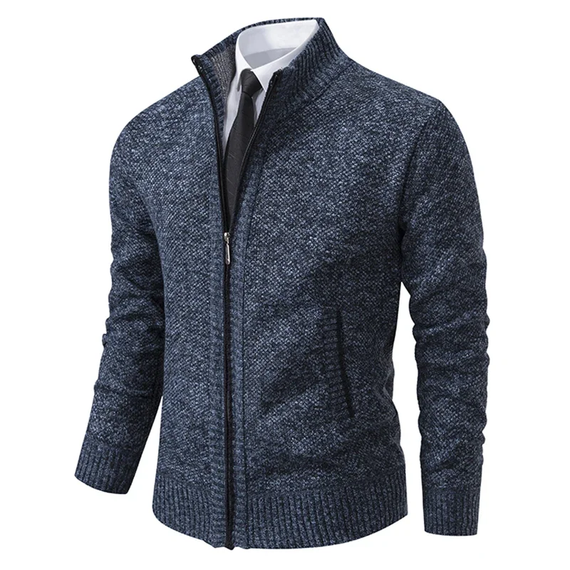 Autumn and Winter Korean Style Men Solid Cardigan Sweater Men\'s Casual Fashion Sweatshirts Zipper Knitted Coats Male