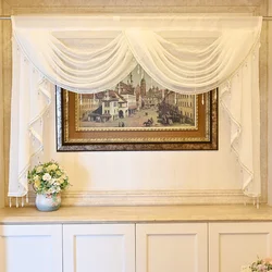 White Linen Valance Curtain Head Luxury Beaded Lace Voile Valance Curtain Wavy Curtain Custom Window Panel Drape for Living Room