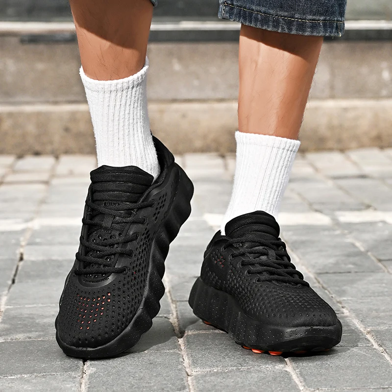 Herren-Wanderschuhe mit dicker Polsterung, atmungsaktive Mesh-Sneaker, Massage-Sohle, rutschfeste Schnürschuhe, lässige Sportschuhe. – Detail 5