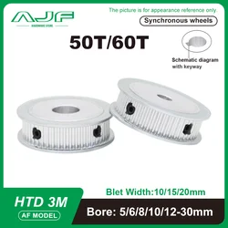 50T 60T HTD 3M Timing Pulley 50Teeth 60Teeth 3M Pulley Bore 5-30mm Belt Width 10/15/20mm 3M Synchronous Wheel HTD 3M Pulley