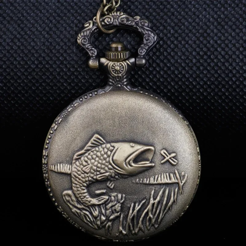 الأعشاب البحرية روك الأسماك ساعة الجيب Steampunk جيد محظوظ قلادة الرقمية سلسلة بدلاية ساعة موضة النحت المرأة الرجال هدية