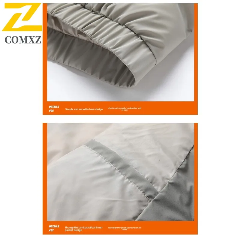 COMXZ Men Down Jacket New Trendy Short Stand Collar Ski Trip Warm Puffer Jacket Snow Adventure Lightweight Design Winter Jacket