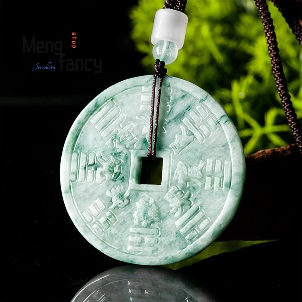 Natural Burma A Jadeite Mountain Ghost Spend Money Floating Flower Gossip Jade Pendant Exquisite Fashion Jewelry Amulets Mascots