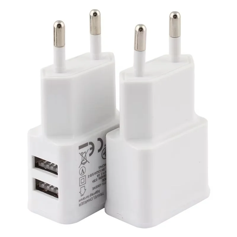 5V 2A USB-Ladegerät, Dual-USB-Ladegerät, Handy-Ladegerät mit EU-Stecker, Reise-Netzteil, Wandladegerät für Xiaomi, Huawei, Handy-Netzteil