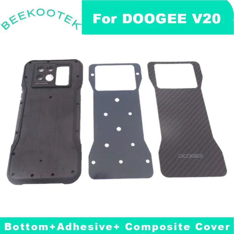 Original DOOGEE V20 Bottom Case+Battery Cover Composite Back Cover+Adhesive Repair Replacement Accessories Parts For Doogee V20