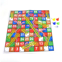 1Set Snake Ladder Educational Kids Children Toys Interesting Board Game Set Portable Flying Chess Board Family Board Game