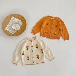 MILANCEL Autumn New Sweater Baby Cardigan Infant Girl All-match Embroidery Knitting Sweater Jacket