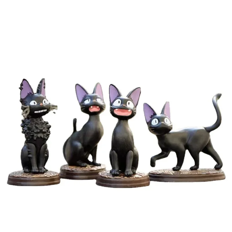 Anime Figure Kikis Movie Surroundings Jiji Action Figures Japanese Black Cat Set of 6 Pvc Material Gifts Toys