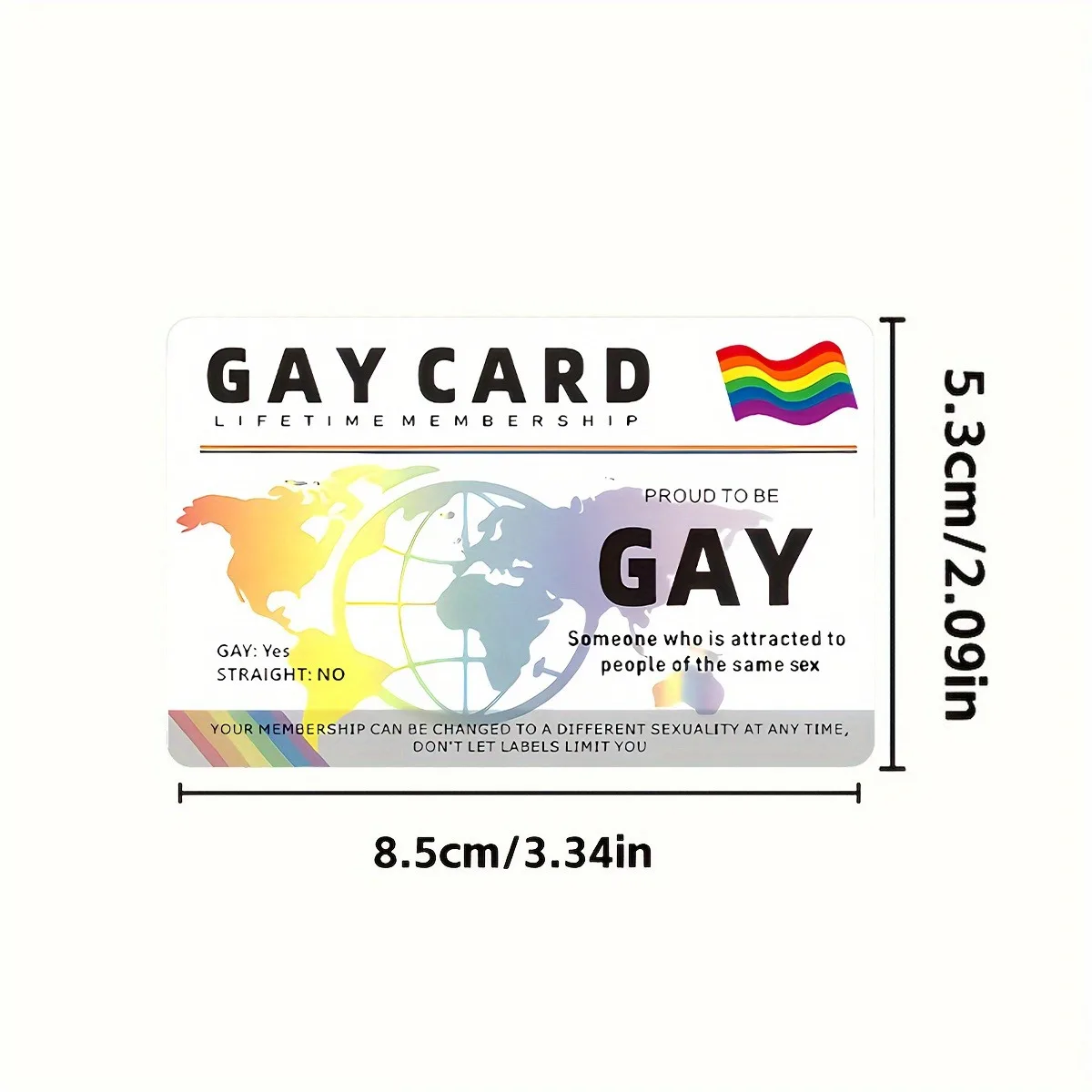 1 قطعة بطاقة عضوية LGBTQ + Pride مدى الحياة - بطاقة عضوية على طراز بطاقة هوية المثليين PVC غير لاصقة، LGBTQ + فردية وحليف souv