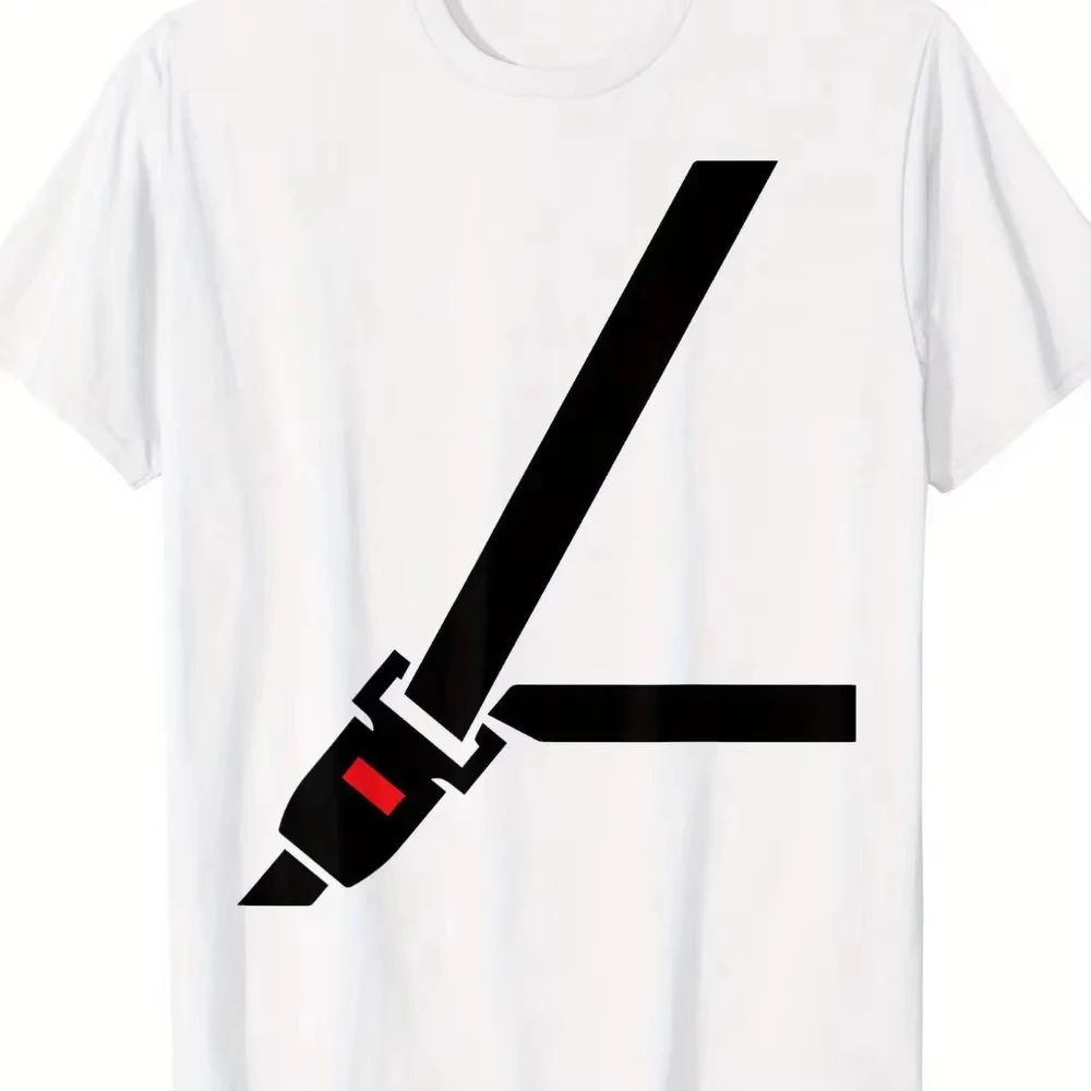 Funny Tops Featuring Realistic Seat Belt Buckle T Shirts Crew Neck Casual Streetwear Print Oversized Tops Unisex