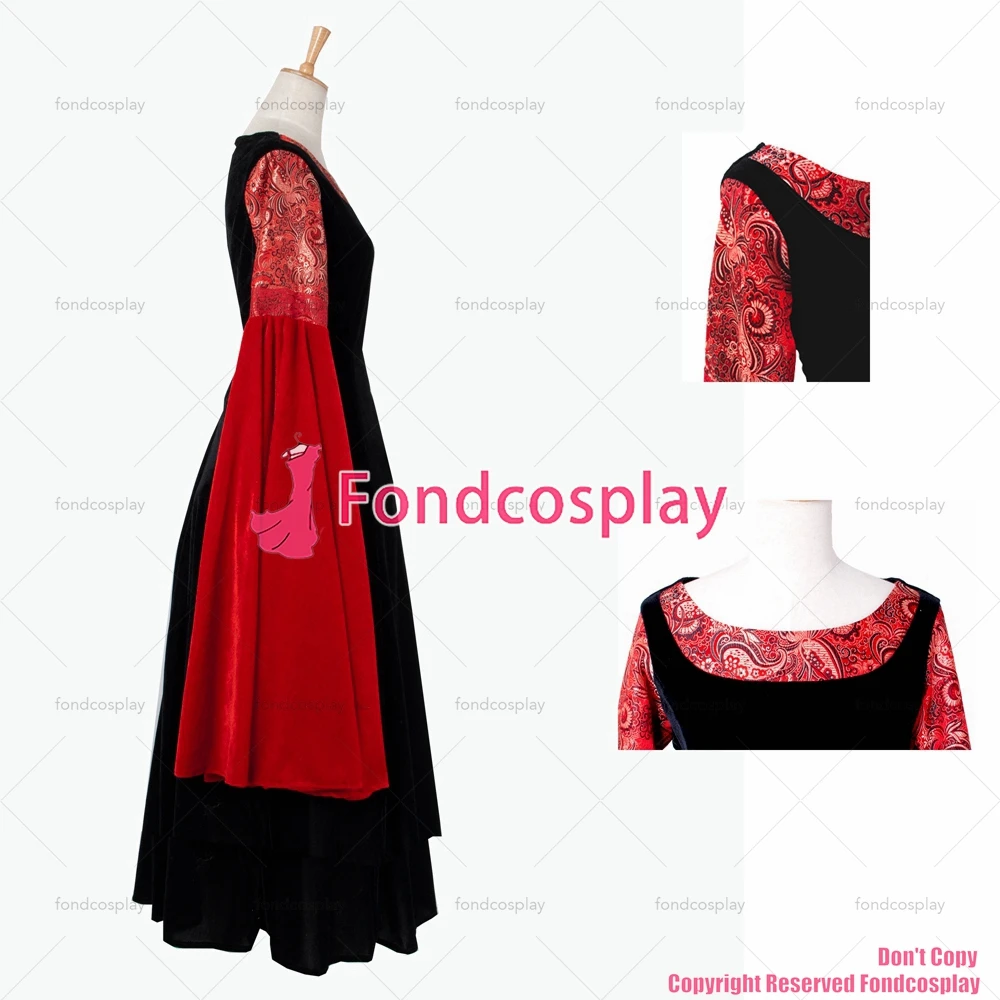 fondcosplay medieval black/red velvet Arwen Dress Gown Movie magician Costume Cosplay Tailor-made[G170]