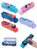 Spider-Man and Princess Elsa two Layer Pencil Case with Pencil Sharpener  Large Capacity,With pencil sharpener function Creative