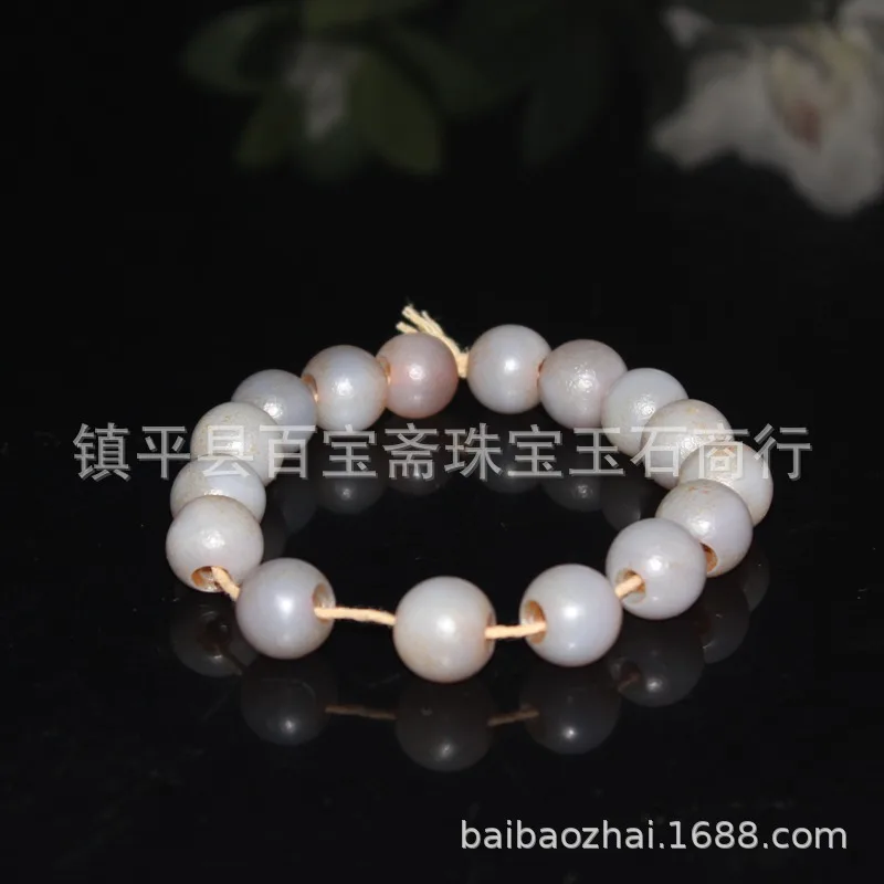 Old Patina Gray Agate Round Beads String Bead Chain Bracelet