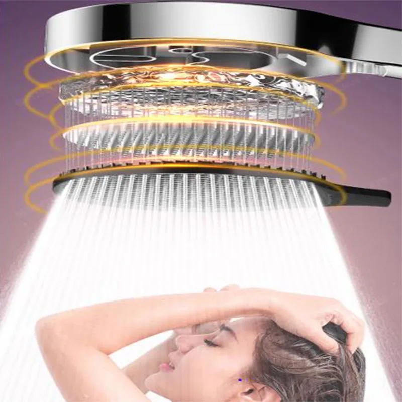 

Новая модернизированная водосберегающая насадка для душа с большой панелью 15 см, 3 режима, распылительная насадка с большим потоком, массажный душ с дождевой насадкой, аксессуары для ванной комнаты