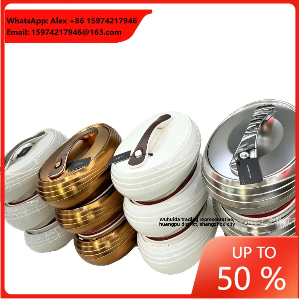 High-end Nordic Style 3PCS Stainless Steel Food Warmer Insulated Lunch Box Set 4L-5L-6L With 12-Hour Insulation