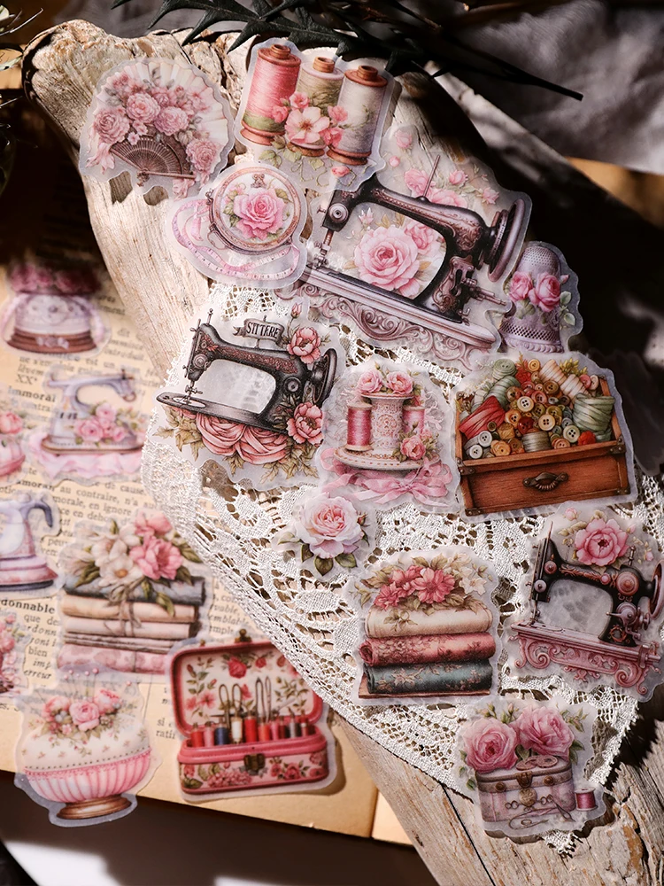 Vintage Roze Life Flower Rose Transparante Stickers Reizen Rommel Dagboek Ambachtelijk Papier Diy Scrapbooking Ambachtelijke Dagboek Album Decor