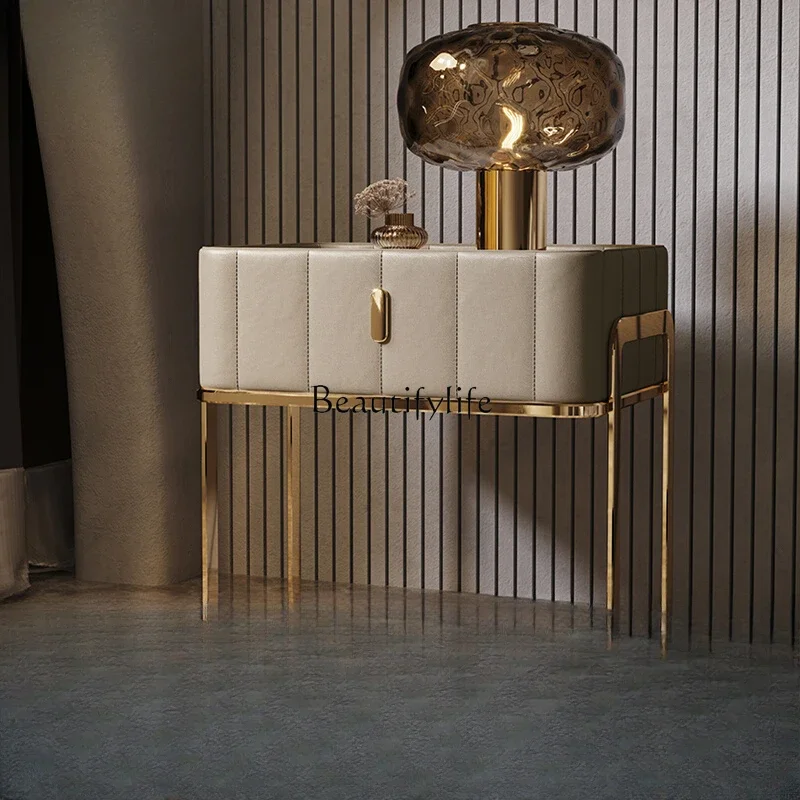 35**Light luxury bedside table Italian minimalist modern home