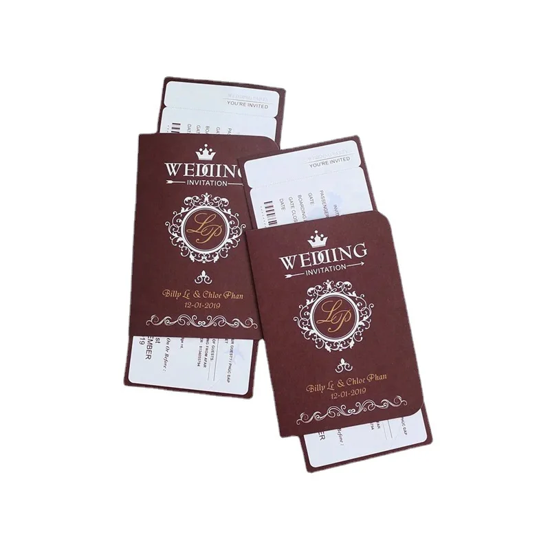 Customized Passport Book Wedding Invitation Style Ins Wind Printed Folded Stamping Card Custom Print