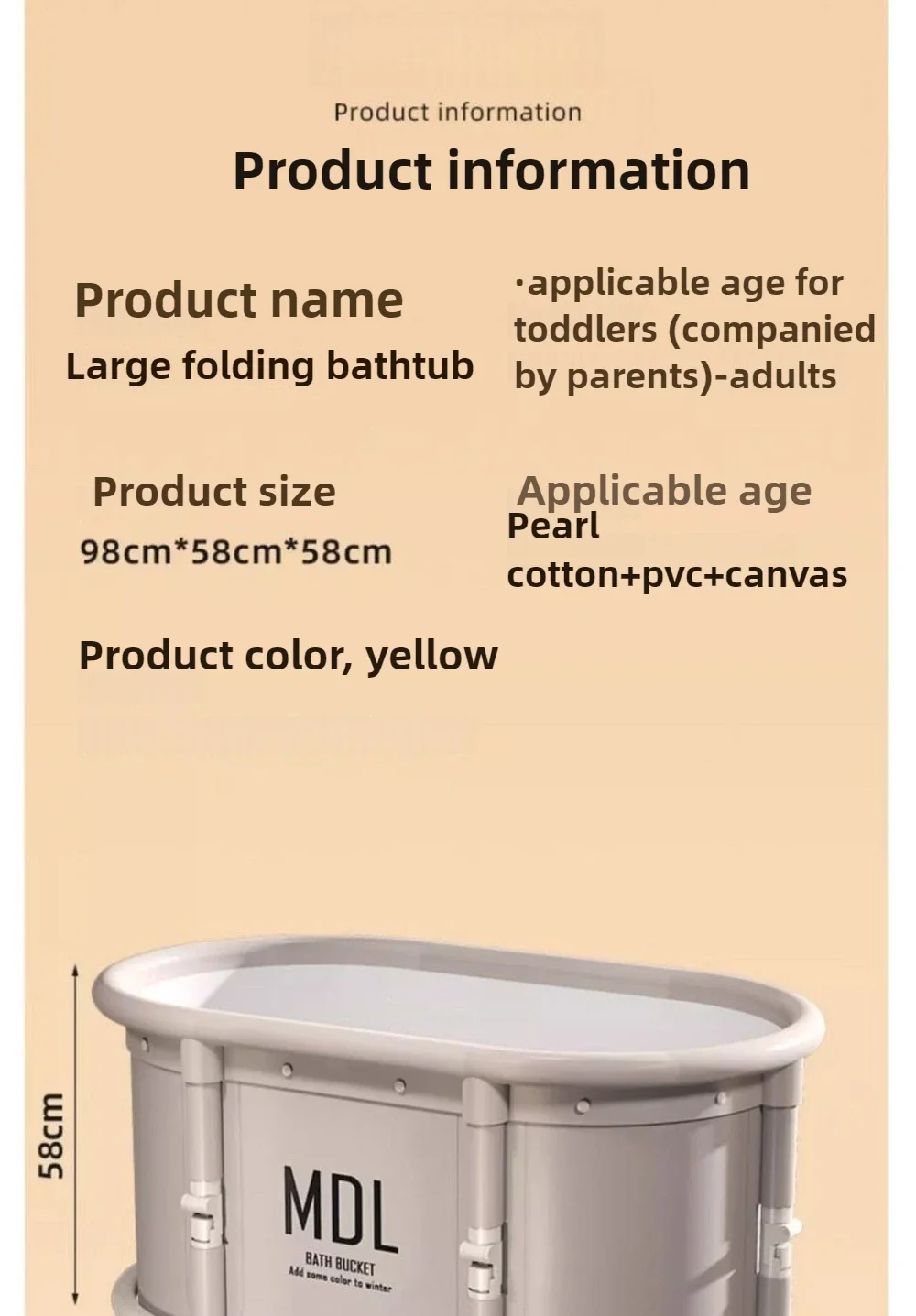 Installation-Free Foldable Bath Bucket Household Bath Bucket Adult and Child Bathtub Full Body Sweat Steam Bucket Tarpaulin