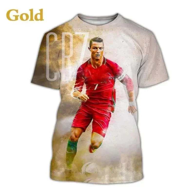 2024 New Summer Fashion Football Star Cristiano Ronaldo 3D Printing T-shirts Mens Oversized T Shirt New O-Neck Short Sleeve Tops